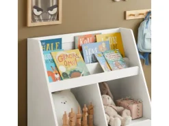 SoBuy Kinderregal Spielzeugtruhe Bücherregal Aufbewahrungsregal Weiß KMB83-W* Regal Weiß