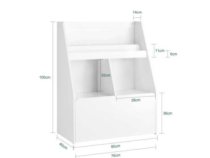 SoBuy Kinderregal Spielzeugtruhe Bücherregal Aufbewahrungsregal Weiß KMB83-W* Regal Weiß
