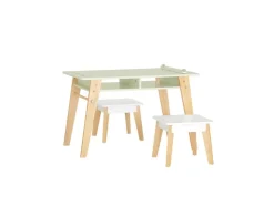 SoBuy Kindertisch mit 2 Stühlen Kindersitzgruppe mit Stauraum Maltisch KMB92-GR* Hocker