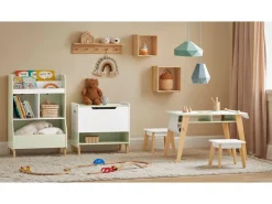 SoBuy Kindertisch mit 2 Stühlen Kindersitzgruppe mit Stauraum Maltisch KMB92-GR* Hocker