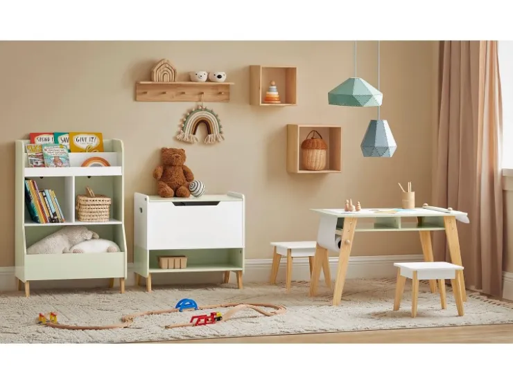 SoBuy Kindertisch mit 2 Stühlen Kindersitzgruppe mit Stauraum Maltisch KMB92-GR* Hocker