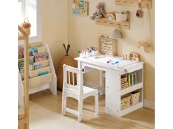 SoBuy Kindertisch mit 1 Stuhl Kindersitzgruppe Maltisch für Kinder KMB60-W* Stühle