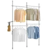 SoBuy Kleiderständer mit 4 Kleiderstangen Stahl Kunststoff Hellgrau KLS03-HG* Garderoben