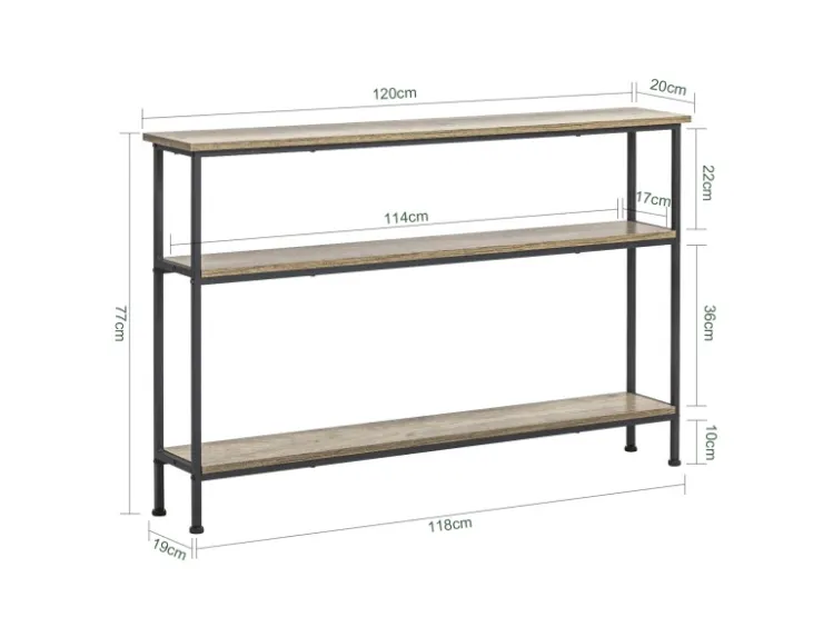 SoBuy Konsolentisch mit 3 Ablagen Flurtisch Sideboard Vintage FSB49-PZ