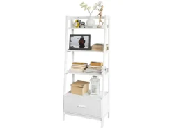 SoBuy Leiterregal mit Ablagen und Schublade MDF Weiß FRG116-W* Kommode|Leitern