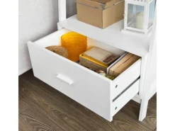 SoBuy Leiterregal mit Ablagen und Schublade MDF Weiß FRG116-W* Kommode|Leitern