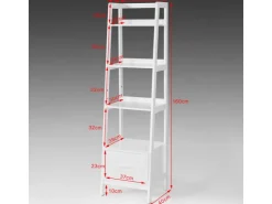 SoBuy Leiterregal mit Ablagen und Schublade MDF Weiß FRG116-K-W