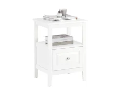 SoBuy Nachttisch Beistelltisch Sofatisch Nachtschrank Weiß FBT131-W* Tische