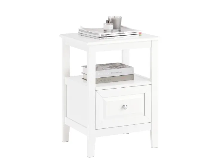 SoBuy Nachttisch Beistelltisch Sofatisch Nachtschrank Weiß FBT131-W* Tische