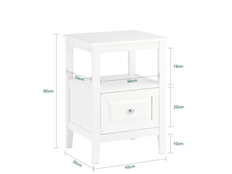 SoBuy Nachttisch Beistelltisch Sofatisch Nachtschrank Weiß FBT131-W* Tische