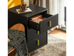 SoBuy Nachttisch mit 3 Schubladen Moderner Beistelltisch 40x63x40cm Schwarz FBT115-L-SCH* Sofas