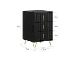 SoBuy Nachttisch mit 3 Schubladen Moderner Beistelltisch 40x63x40cm Schwarz FBT115-L-SCH* Sofas