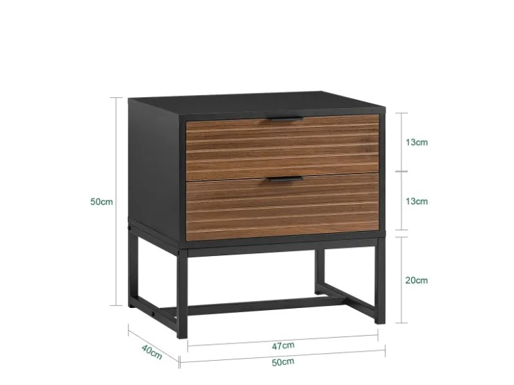 SoBuy Nachttisch mit 2 Schubladen Sofatisch Beistelltisch Nachtschrank FBT156-BR* Tische