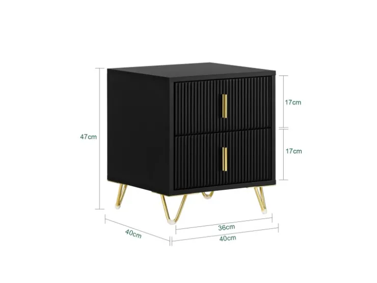 SoBuy Nachttisch mit 2 Schubladen Sofatisch Beistelltisch Schwarz FBT115-SCH