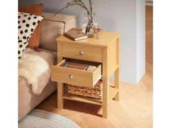 SoBuy Nachttisch Sofatisch Beistelltisch mit 2 Schubladen Natur FBT114-N