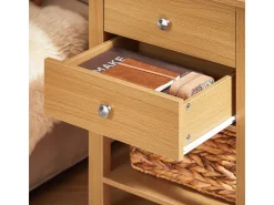 SoBuy Nachttisch Sofatisch Beistelltisch mit 2 Schubladen Natur FBT114-N