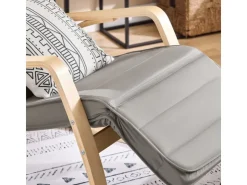 SoBuy Schaukelstuhl Schaukelsessel mit Verstellbarer Fußstütze FST16-DG* Stühle|Sessel