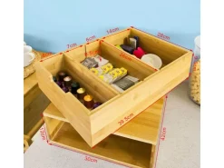 SoBuy Schubladenbox Aufbewahrungsbox Schreibtischorganizer 30x12x42cm Bambus FRG83-N* Aufbewahrung