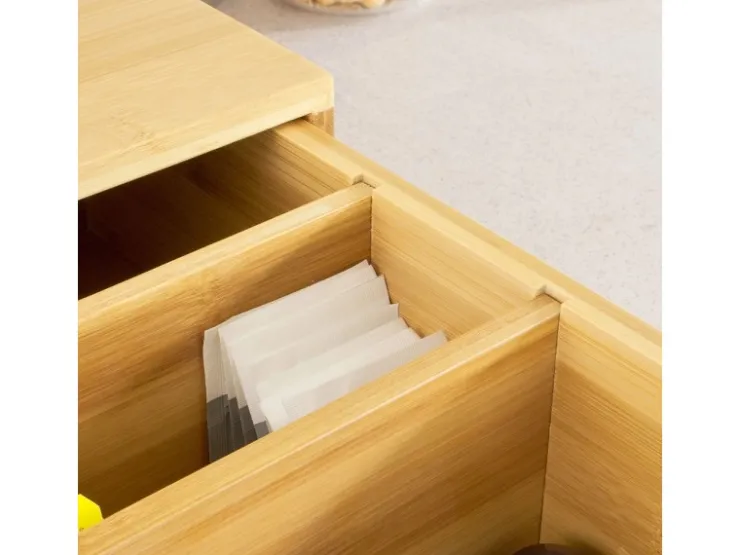 SoBuy Schubladenbox Aufbewahrungsbox Schreibtischorganizer 30x12x42cm Bambus FRG83-N* Aufbewahrung