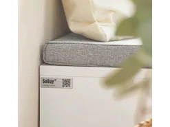 SoBuy Schuhbank mit 2 Sitzflächen und 1 Schiebetür MDF Bambus Weiß FSR125-WN