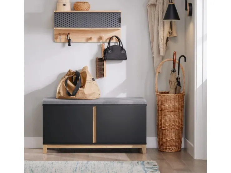 SoBuy Schuhbank mit Sitzfläche Sitzbank mit Stauraum FSR117-SCH* Sitzbänke