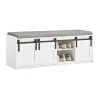 SoBuy Schuhbank mit Sitzfläche und Schiebetüren MDF Weiß FSR133-W