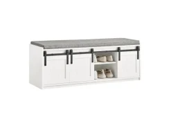 SoBuy Schuhbank mit Sitzfläche und Schiebetüren MDF Weiß FSR133-W