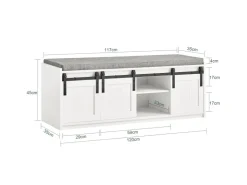 SoBuy Schuhbank mit Sitzfläche und Schiebetüren MDF Weiß FSR133-W