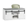 SoBuy Schuhbank mit Sitzfläche Sitzbank mit Stauraum Schuhregal 90x46x35cm Weiß FSR133-K-W* Sitzbänke
