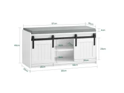 SoBuy Schuhbank mit Sitzfläche Sitzbank mit Stauraum Schuhregal 90x46x35cm Weiß FSR133-K-W* Sitzbänke