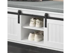 SoBuy Schuhbank mit Sitzfläche Sitzbank mit Stauraum Schuhregal 90x46x35cm Weiß FSR133-K-W* Sitzbänke