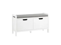 SoBuy Schuhbank mit Sitzfläche Sitzbank aus MDF 91x51x30cm Weiß-Grau FSR63-II-W