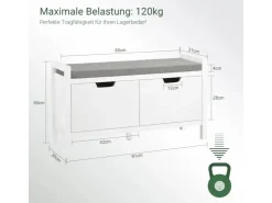 SoBuy Schuhbank mit Sitzfläche Sitzbank aus MDF 91x51x30cm Weiß-Grau FSR63-II-W