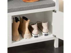 SoBuy Schuhbank mit Sitzfläche Sitzbank aus MDF 91x51x30cm Weiß-Grau FSR63-II-W