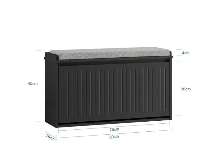 SoBuy Schuhbank mit Sitzfläche Schmal Schuhregal für Flur 80x45x26cm Schwarz FSR98-L-SCH