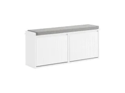 SoBuy Schuhbank Schmal mit 2 Klappen Garderobenbank mit Sitzkissen FSR98-XL-W