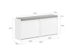 SoBuy Schuhbank Schmal mit 2 Klappen Garderobenbank mit Sitzkissen FSR98-XL-W