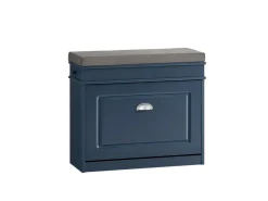 SoBuy Schuhbank Schmal mit Klappe Garderobenbank mit Sitzkissen Blau FSR82-K-B