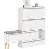 SoBuy Schuhkipper Flurschrank Schuhschrank mit Sitzbank Weiß FSR134-W