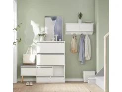 SoBuy Schuhkipper Flurschrank Schuhschrank mit Sitzbank Weiß FSR134-W