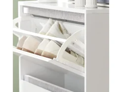 SoBuy Schuhkipper Flurschrank Schuhschrank mit Sitzbank Weiß FSR134-W