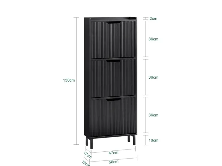 SoBuy Schuhkipper mit 3 Klappen Schuhschrank Schmal für Diele Flur FSR177-H-SCH