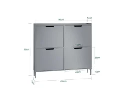 SoBuy Schuhkipper mit 4 Klappen Schuhschrank Schuhkommode Hellgrau FSR100-HG