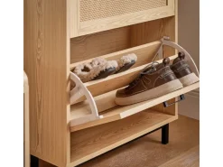 SoBuy Schuhkipper mit 3 Klappen Schuhschrank Schuhkommode Natur FSR155-N* Sitzbänke