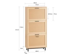 SoBuy Schuhkipper mit 3 Klappen Schuhschrank Schuhkommode Natur FSR155-N* Sitzbänke
