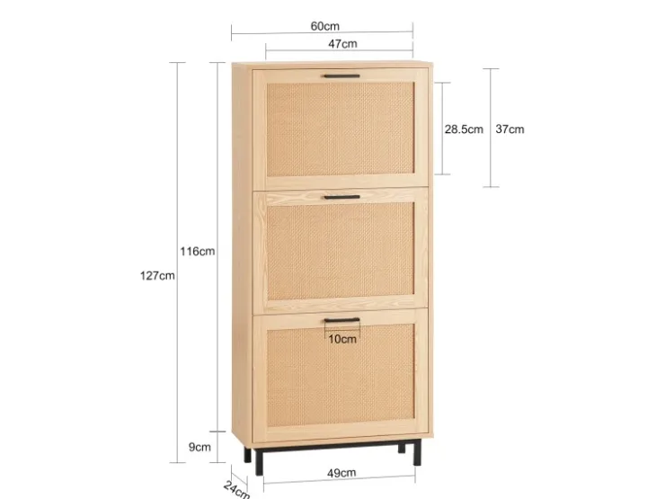 SoBuy Schuhkipper mit 3 Klappen Schuhschrank Schuhkommode Natur FSR155-N* Sitzbänke