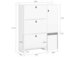 SoBuy Schuhkipper mit 3 Klappen Schuhschrank Schuhkommode Weiß FSR107-W* Sitzbänke