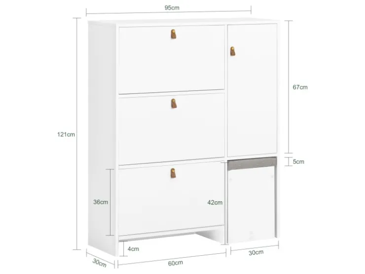 SoBuy Schuhkipper mit 3 Klappen Schuhschrank Schuhkommode Weiß FSR107-W* Sitzbänke