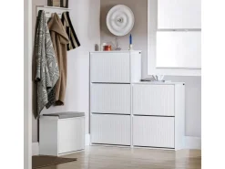 SoBuy Schuhkipper mit 3 Klappen Schuhschrank Schuhkommode Weiß FSR165-H-W* Sitzbänke