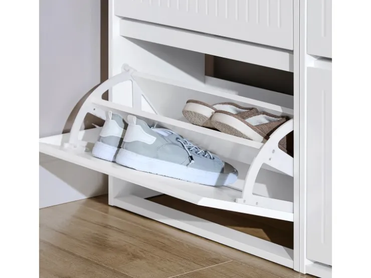 SoBuy Schuhkipper mit 3 Klappen Schuhschrank Schuhkommode Weiß FSR165-H-W* Sitzbänke